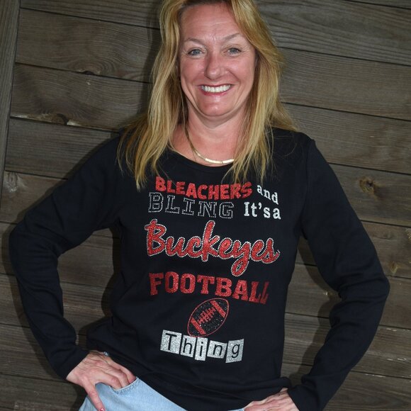 Ohio State Black Rhinestone glitter   Long Sleeved Shirt  size large - Picture 4 of 9